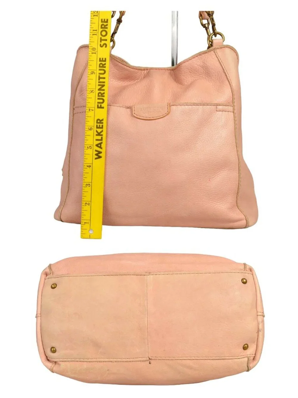 American Leather Co Pink Distressed Pebbled Leather Hobo Bag Purse